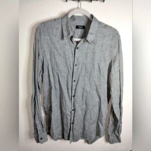 Theory (Size M) Men's Gray 100% Linen Casual Button Down Front LS Shirt